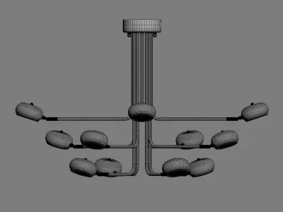 Curved Stix Chandelier 12 Black 3D model