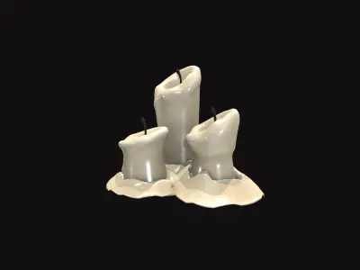 Medieval Candle Bundle Low-poly 3D model
