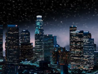 New York Cyber City night Low-poly 3D model Low-poly 3D model