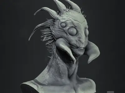 Arachnid Humanoid Bust Highpoly 3D model