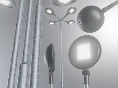 Street Light 4 Galvanized F4 M1 K0 3000mm  Low-poly 3D model