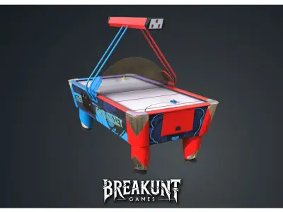 Airhockey Game with props - 3d Model - 3 assets Low-poly 3D model