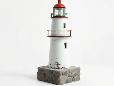 Rustic Lighthouse Model Pack with Textured Details Low-poly 3D model