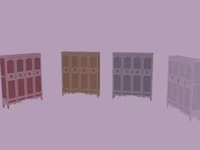 Cupboards set of four different colored 3D model