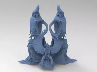 SeaShip stone crest with Egyptian statue 3D model