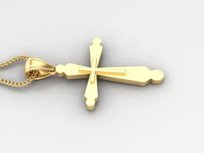 Light Gold 18K Cross Pendant 2CP019 3D print model