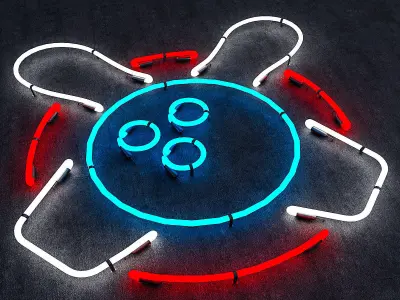 Neon Bowling Sign Low-poly 3D model