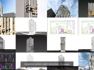 HIGHRISE MIXED USED BUILDING  3D Model Pack