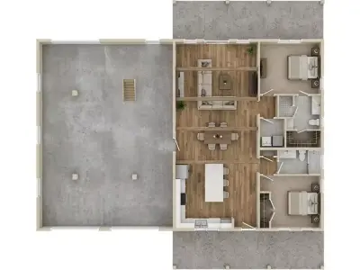 Modern 2 Bed Ground Floor House  Big Garage  Open Living 3D model