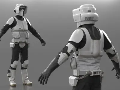  Star Wars Scout Trooper Used Rigged for Maya 