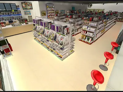Japan Convenience store Low-poly 3D model