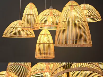 Rattan Lighting Set 4 3D model