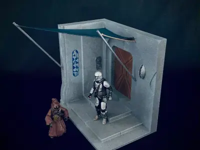 Nevarro Greef Karga Headquarters Entrance Diorama 3D print model