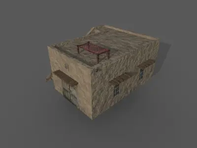 Village Mud House Low-poly 3D model