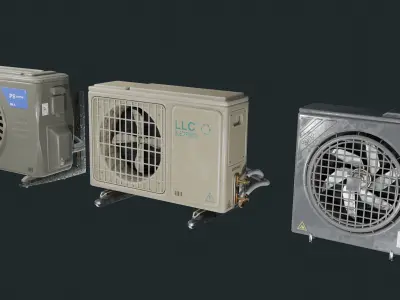 Exterior Air Conditioner Pack  Low-poly 3D model