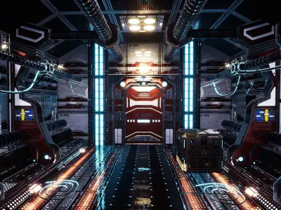 Red Corridor for Unreal Low-poly 3D model