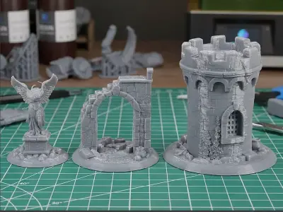 Ancient Ruins Set 2 - Pre-supported STL 3D print model