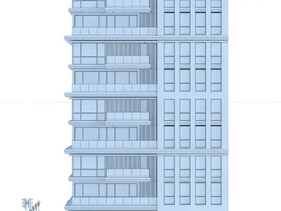 Residential building No 1 Low-poly 3D model