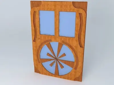 cool door design with windows  Free 3D model