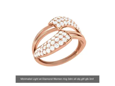 36 Minimalist Light wt Diamond Women ring 3dm stl obj gltf glb  3D Model Pack