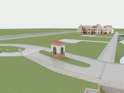 European Villa at Night 3D model