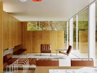 Farnsworth house - Mies van der Rohe - Cinema 4d - Corona render 3D model