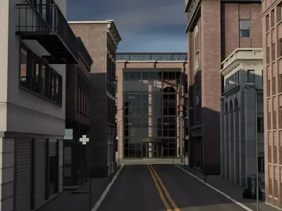 Realistic scifi city town landscape 3D model