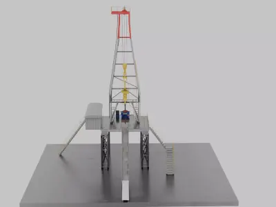 oil and gas land rig Low-poly 3D model