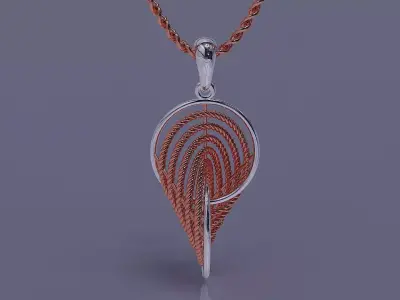 Dynamic Spiral Rope necklace with Geometric Texture  3D print model