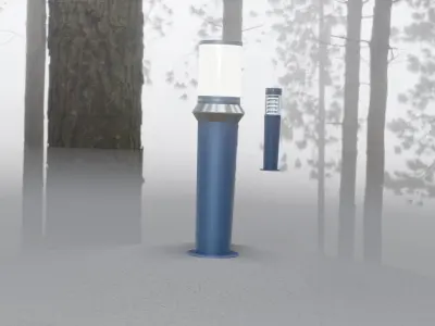 Low-Poly Blue Light Column 21 - Street Light Set-9 Low-poly 3D model