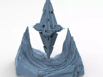 Sci fi Core crystal Shard Rocks Tide 3D model