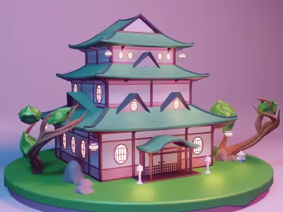 3D model House Japanese Lopoly Style 3D model