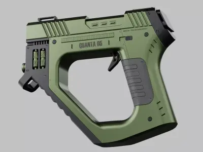 Quanta 05 SciFi Concept Futuristic Handgun Green Color 3D model