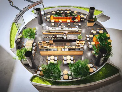 FLOWING SILK COFFEE STORE ARCHITECTURE AND INTERIOR DESIGN 3D model