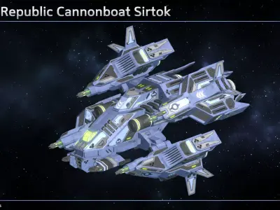 Spaceship Enkar Republic Cannonboat Sirtok Low-poly 3D model
