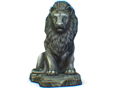 Low Poly 3d Statue Lion Dark Metal Cast Iron Low-poly 3D model