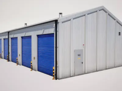  Industrial Warehouse Building Low-poly 3D model