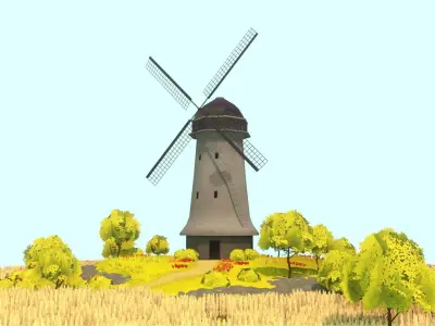 Windmill - Hand Painted Low-poly 3D model