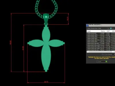 Light Gold 18K Cross Pendant 1CP069 3D print model