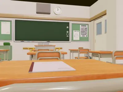 Cute Classroom Set Low-poly 3D model