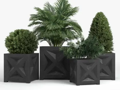 Panel planter Bushes 3D model