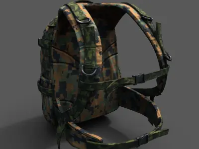 Backpack military soldier armor develop fantasy  Low-poly 3D model