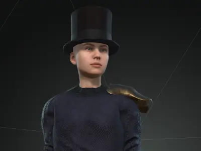 Pack 14 Steampunk rigged character woman Low-poly 3D model