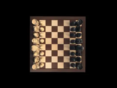 Chess Coins Wooden Set Free low-poly 3D model