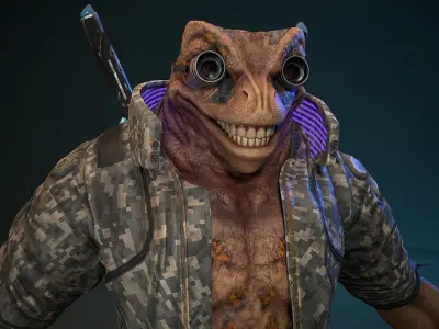 Cyberpunk Frog Low-poly 3D model