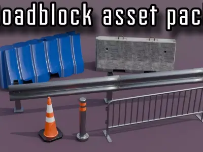 Road asset pack Low-poly 3D model