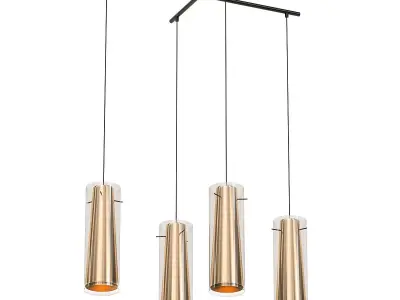 Plafond 4 three light pendant in brass 3D model