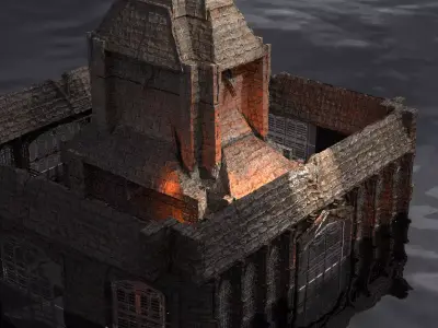 Lizard Town Hall Walls Kitbash 3 3D model