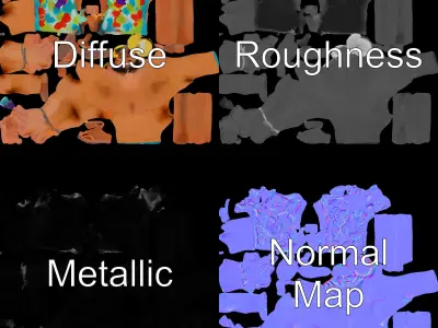 Beach Guy Rigged and Animated D Character Model Low-poly 3D model