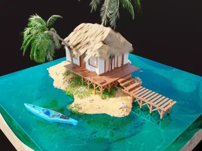 small island made with blender 3D model